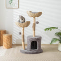 Modern Cat Tree for Indoor Cats Large Adult, 46" Tall Wooden Cat Tower for Large Cats with Scratching Post, Luxury Cat Condo, White